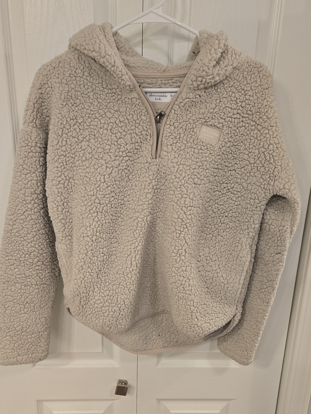 abercrombie kids Cream Sherpa Half-Zip Pullover Hoodie